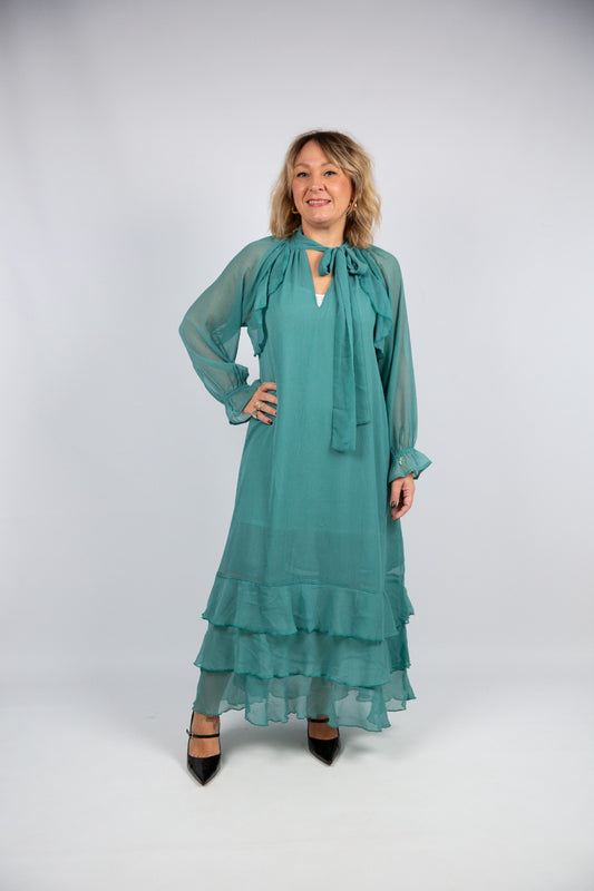 Wild pony vestito light blue con rouches