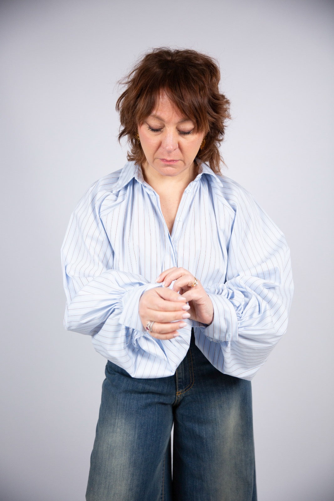 Motel diffusione moda Camicia bastoncino con manica a sbuffo