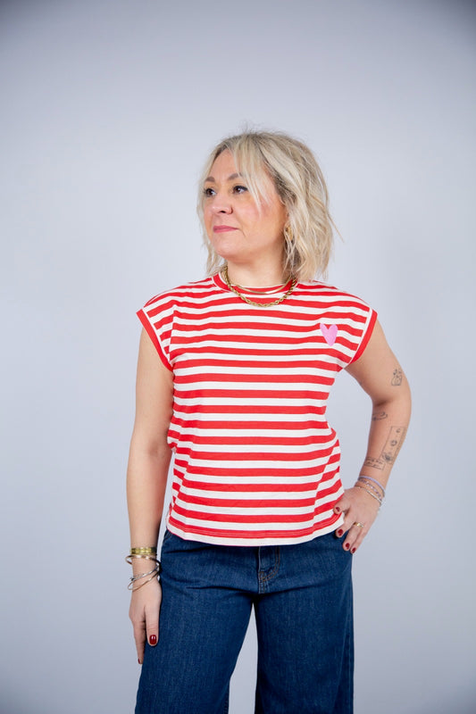 Compania fantastica T-shirt righe e cuore