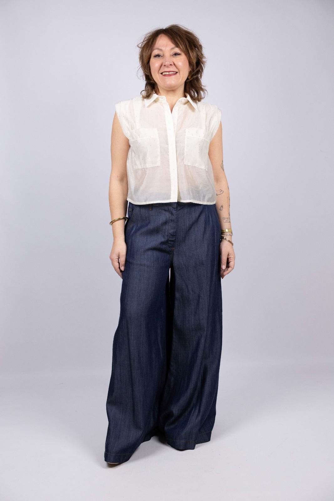 Kaos jeans palazzo  in chambrais