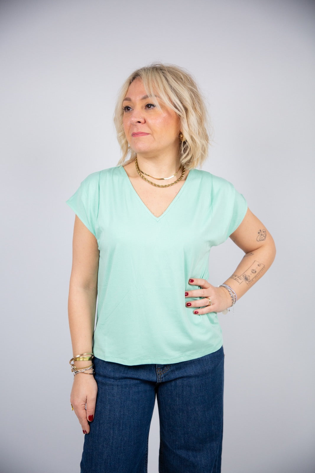 Compania fantastica t-shirt a V con pinces