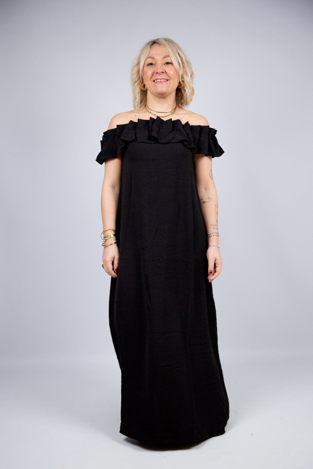 Compania fantastica Vestito lungo scollo Bardot
