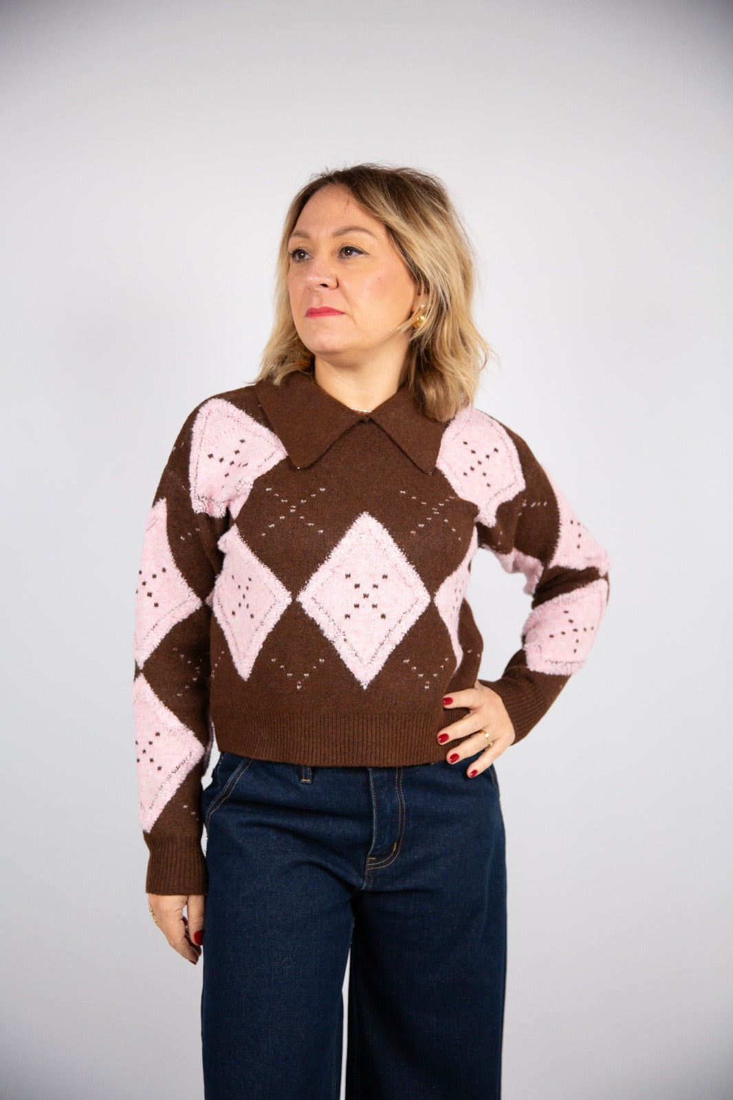 Compania fantastica Pull losanghe e colletto polo