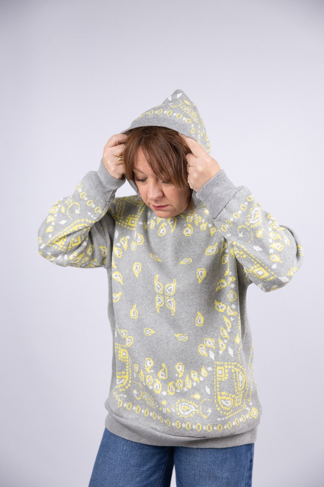 Motel diffusione moda maglia stampa bandana grigio giallo