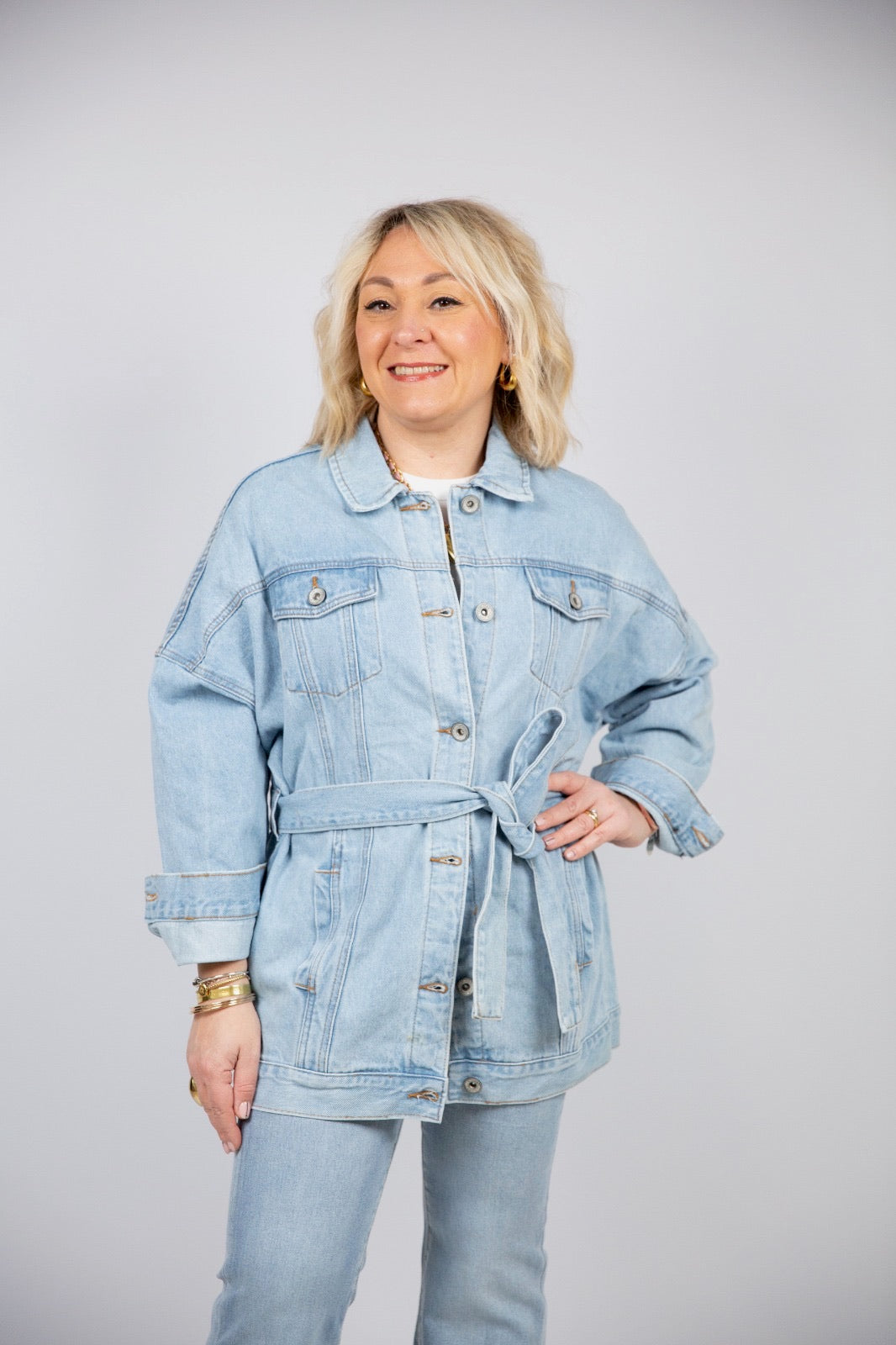 Atelier55 Giacca jeans con cintura