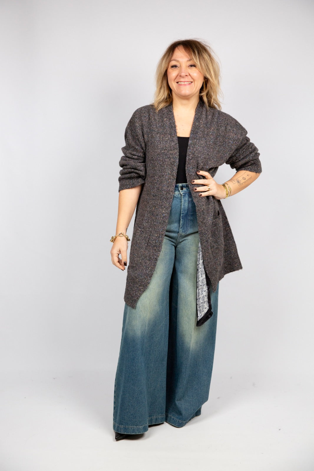 Bight cardigan maxi mélange