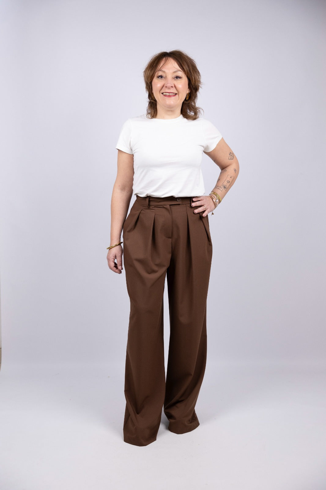 Motel diffusione moda pantaloni con pinces cioccolato