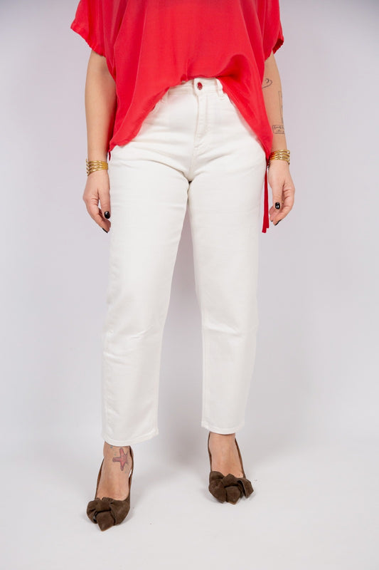 Kaos jeans barrel bianco