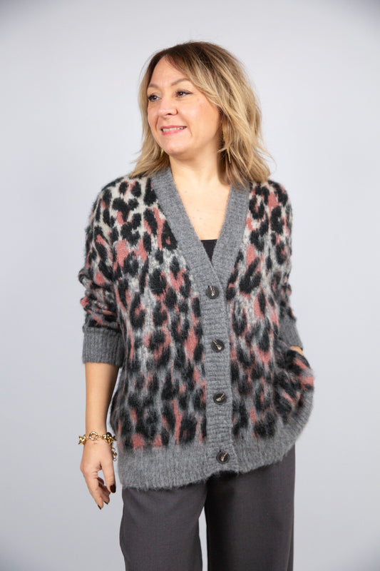 Tensione in Cardigan animalier