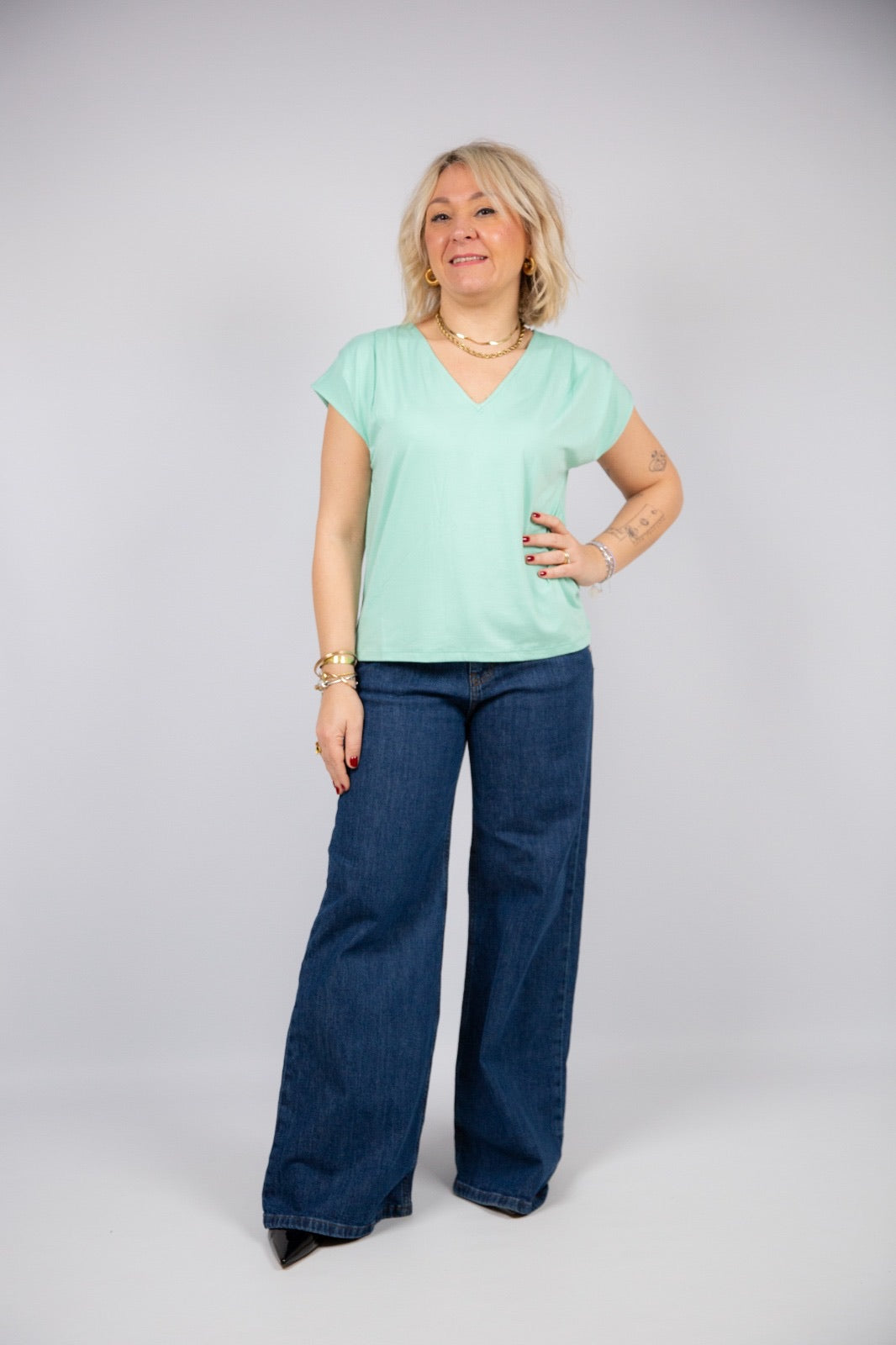 Compania fantastica t-shirt a V con pinces