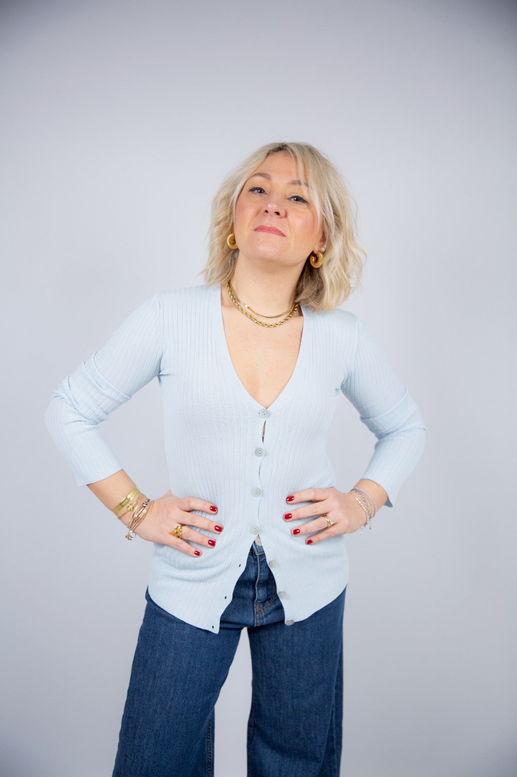 Spazio sand Cardigan Lizzy a coste