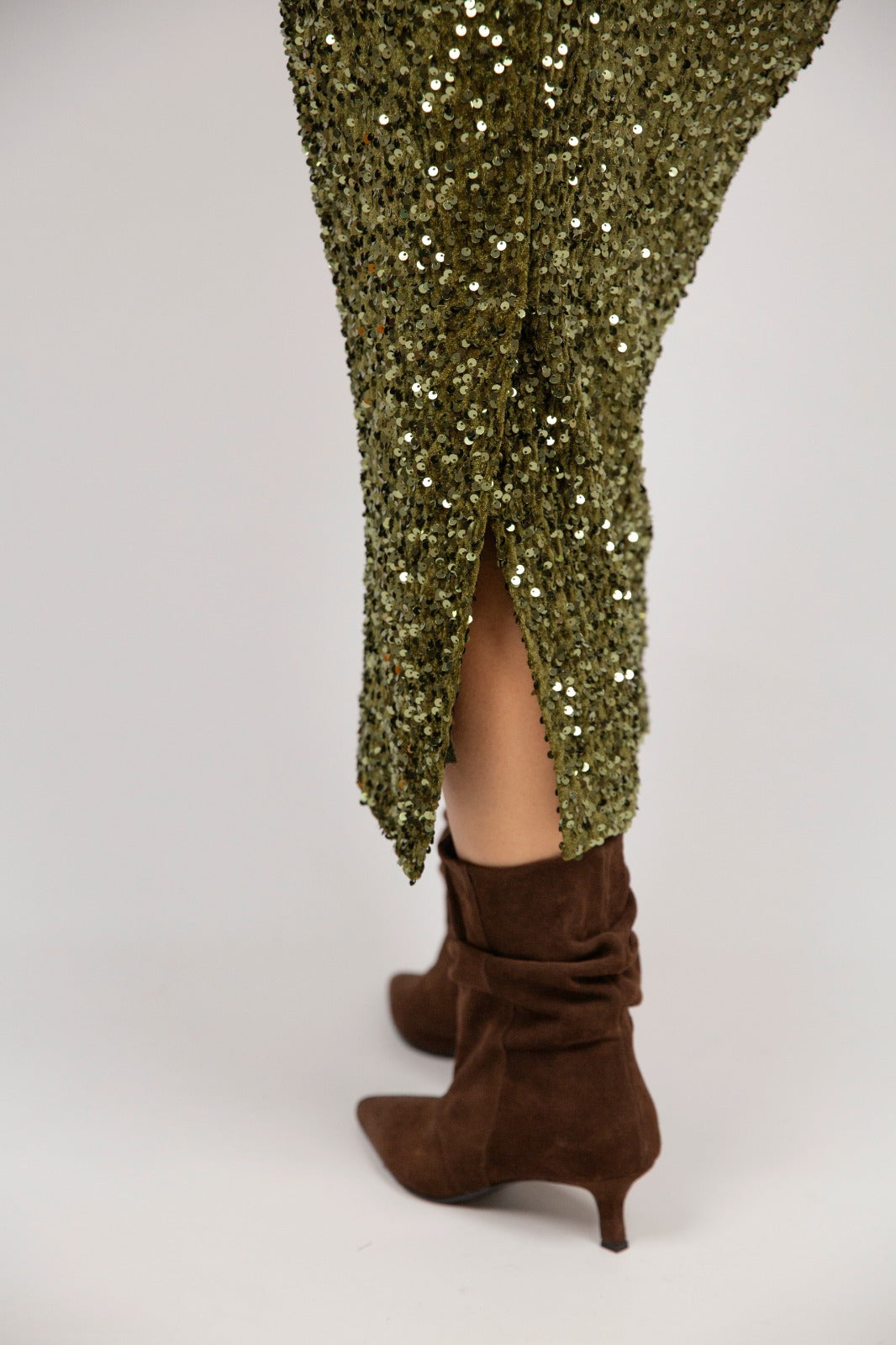 Motel gonna paillettes verde olio