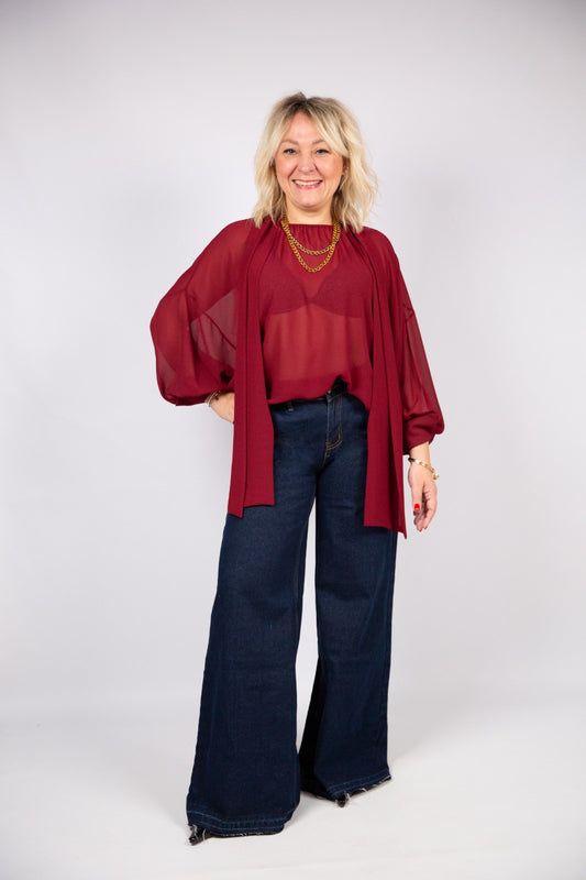 Kaos blusa con sciarpina rimovibile