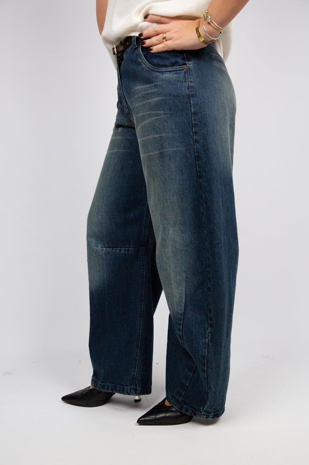 Motel jeans barrel con cintura