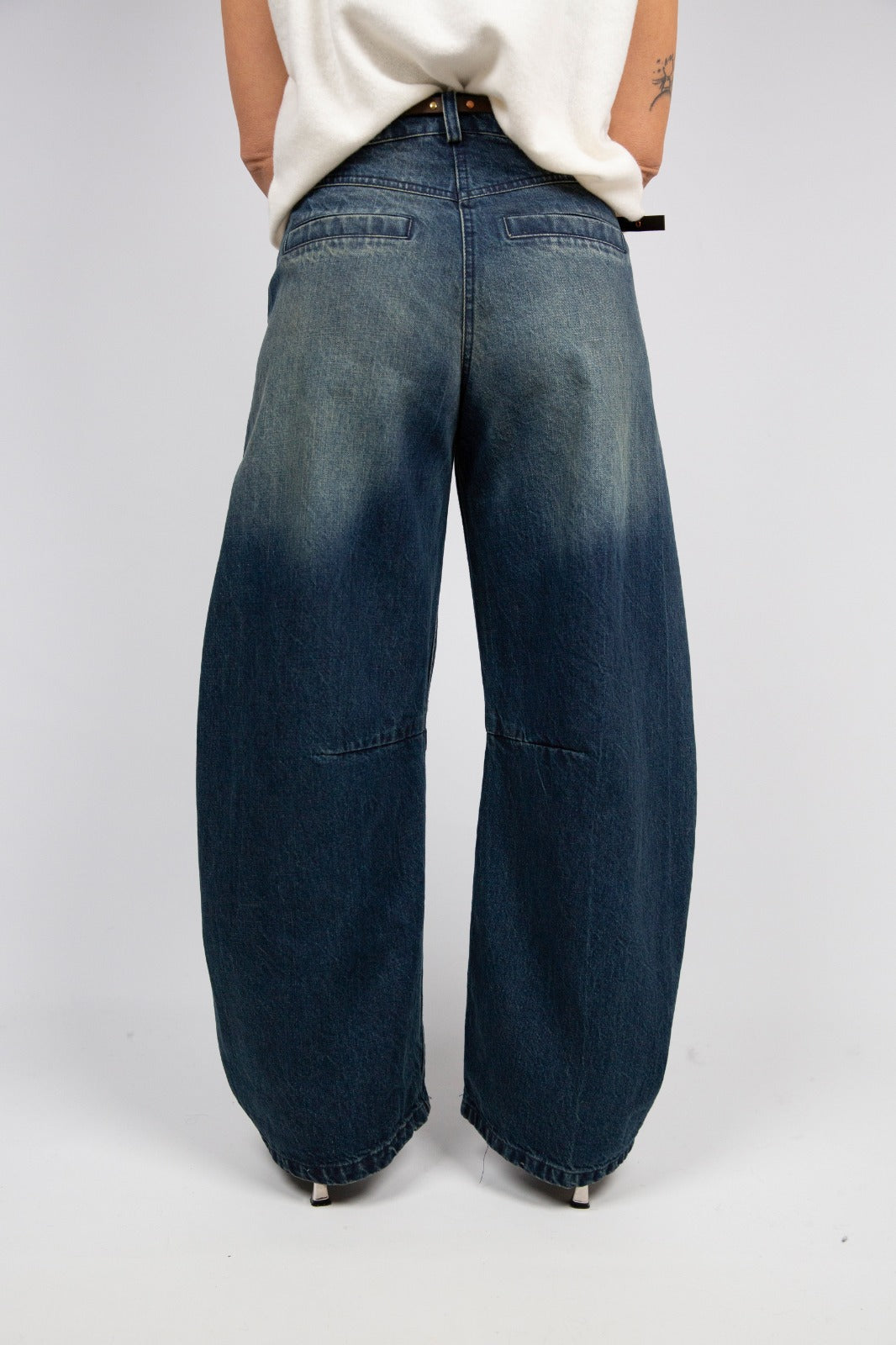 Motel jeans barrel con cintura