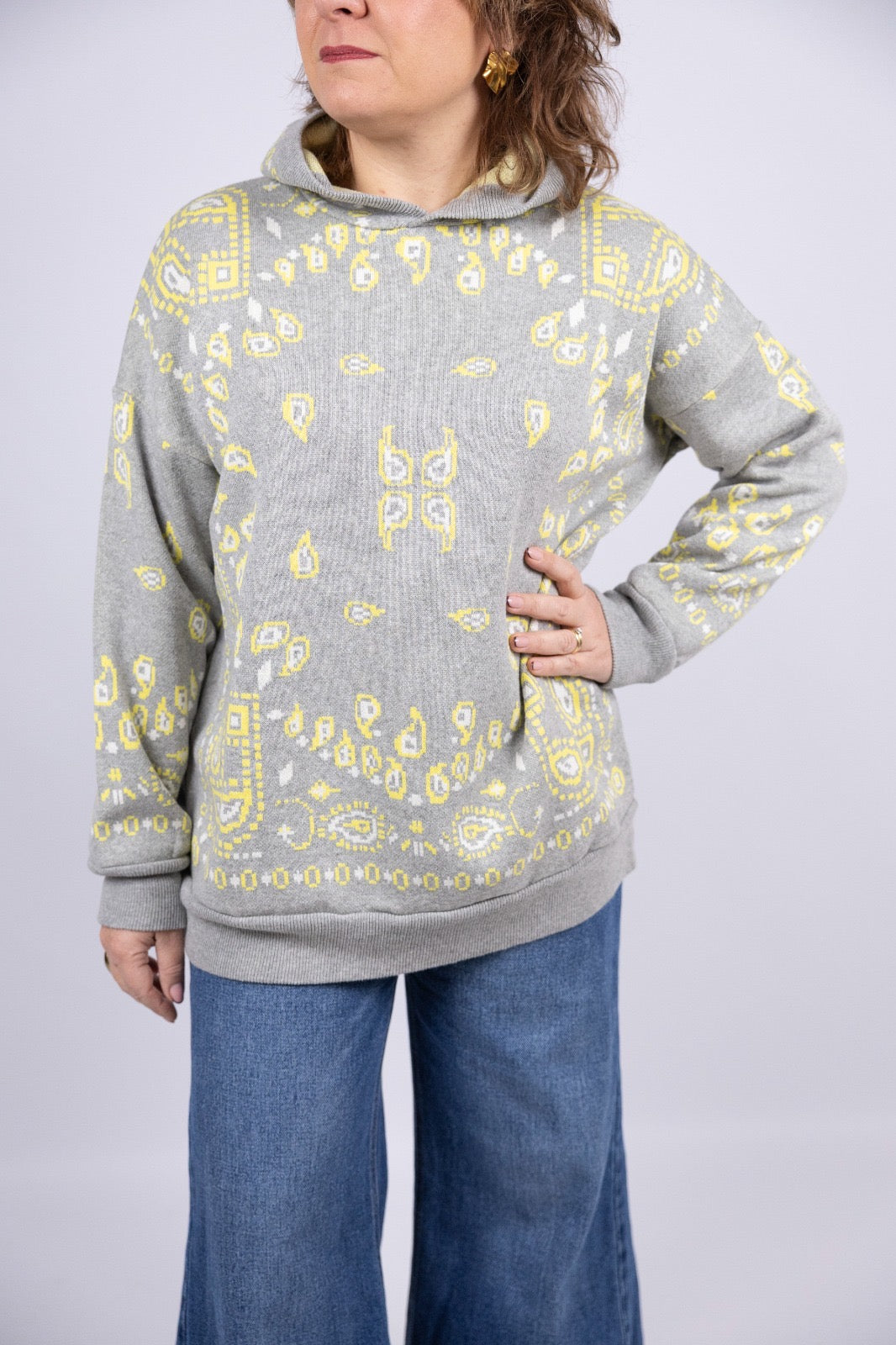 Motel diffusione moda maglia stampa bandana grigio giallo