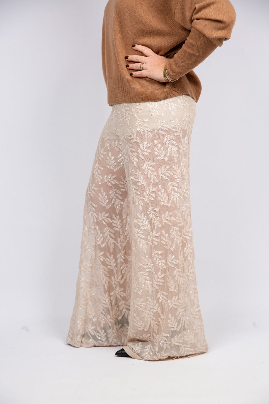 Motel pantalone ricamo in paillettes