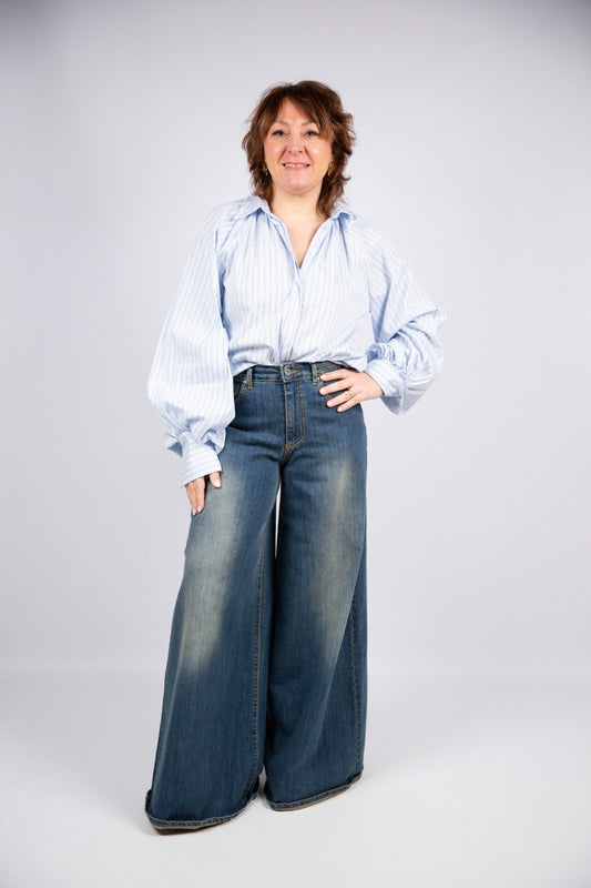 Motel diffusione moda Camicia bastoncino con manica a sbuffo