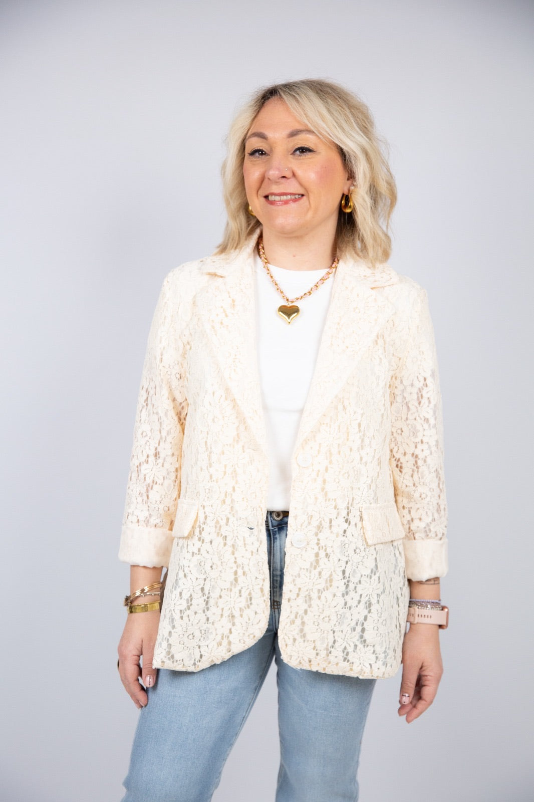Atelier55 Giacca pizzo monopetto