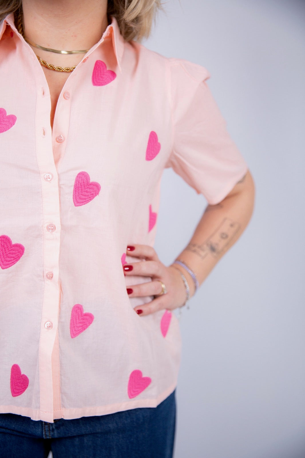 Compania fantastica Camicia Rosa con cuore