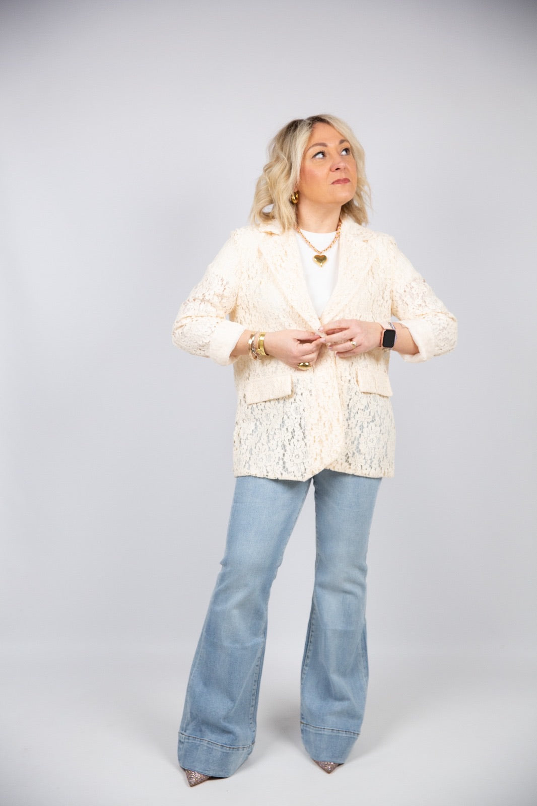 Atelier55 Giacca pizzo monopetto