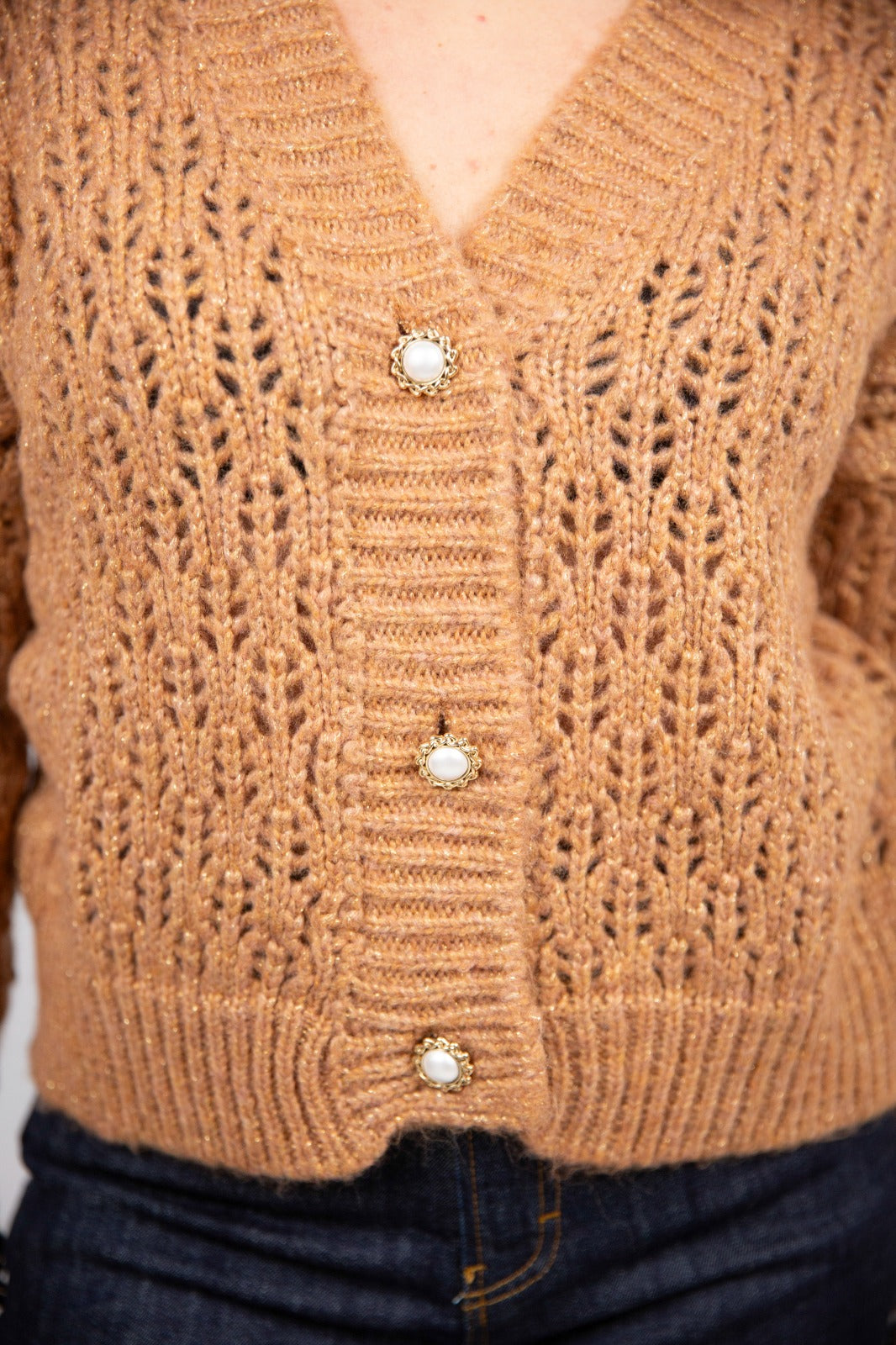 Motel cardigan traforato bottoni gioiello