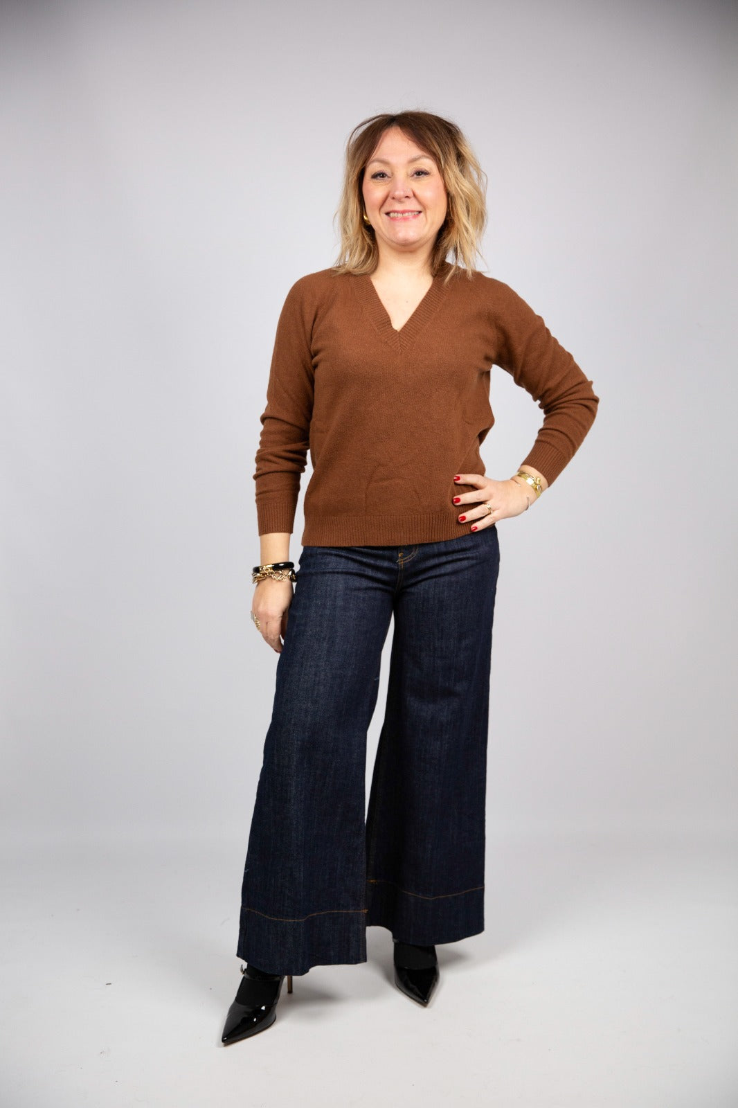 Arita maglia collo V misto cashmere