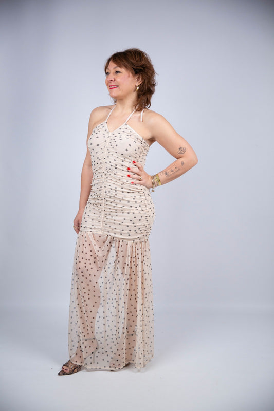 Tensione in vestito in tulle a pois