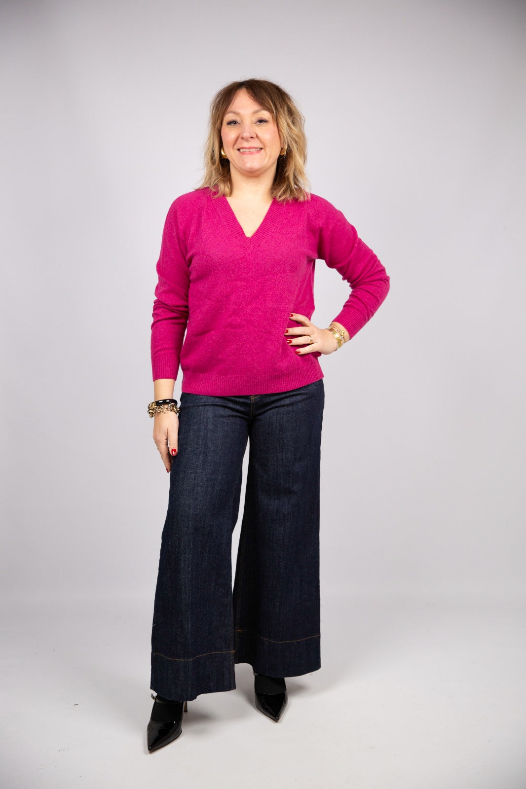 Arita maglia collo V misto cashmere