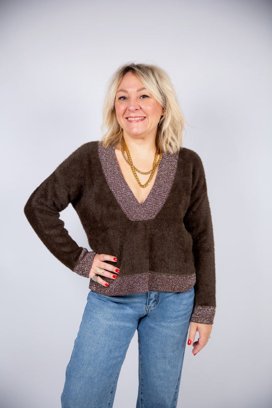 Kaos  Maglione con scollo  V e lurex
