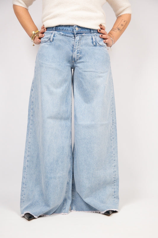 Pont Denim Jeans Vita media super wide leg