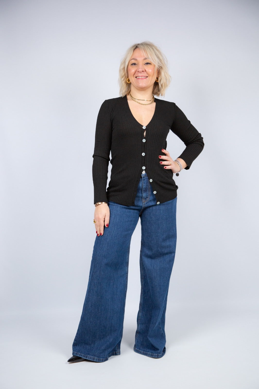 Spazio sand Cardigan Lizzy a coste