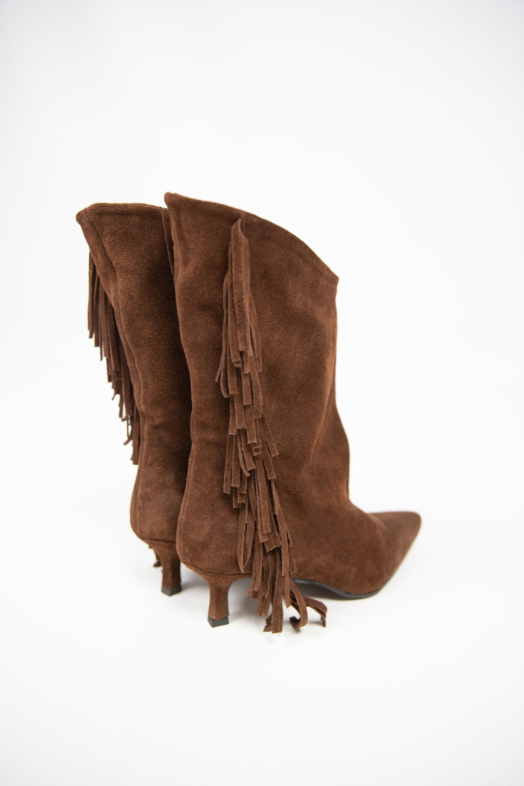 Lea gu stivale con frange testa di moro camoscio