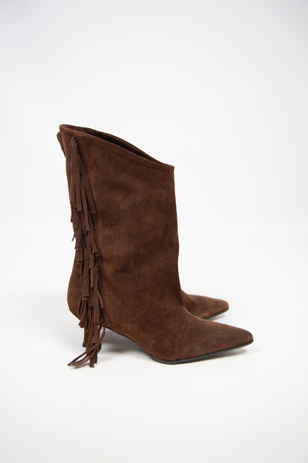 Lea gu stivale con frange testa di moro camoscio