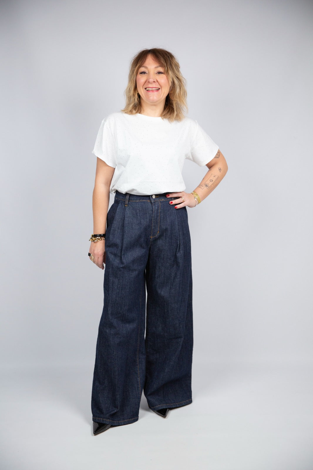 Arita jeans blu scuro con pinces