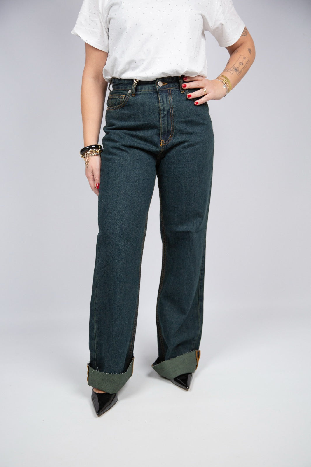 King Kong jeans ottanio wid leg taglio vivo