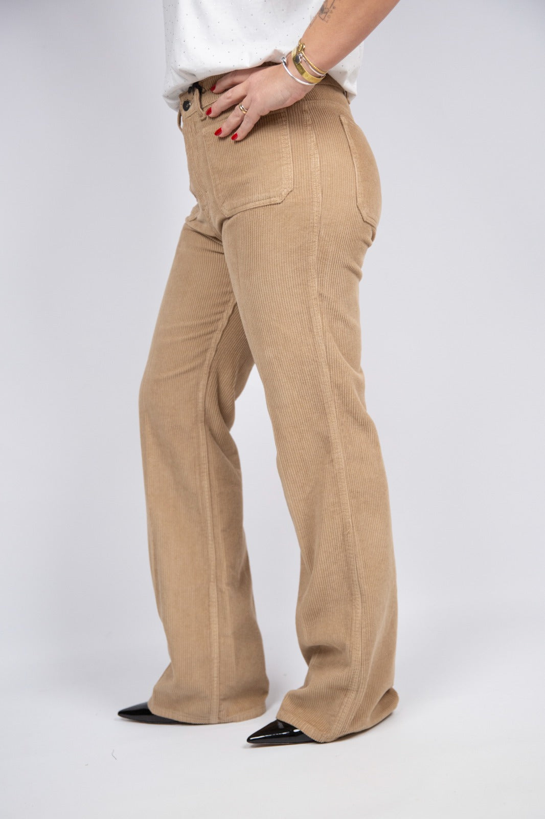 Arita pantalone taschino velluto beige