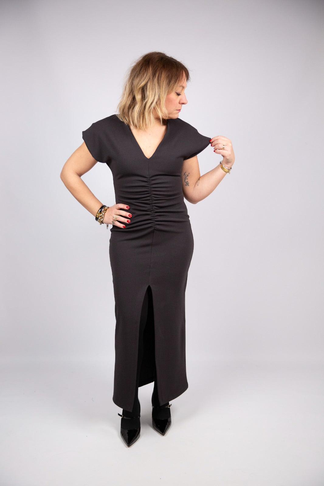 King Kong vestito lungo con arricciatura