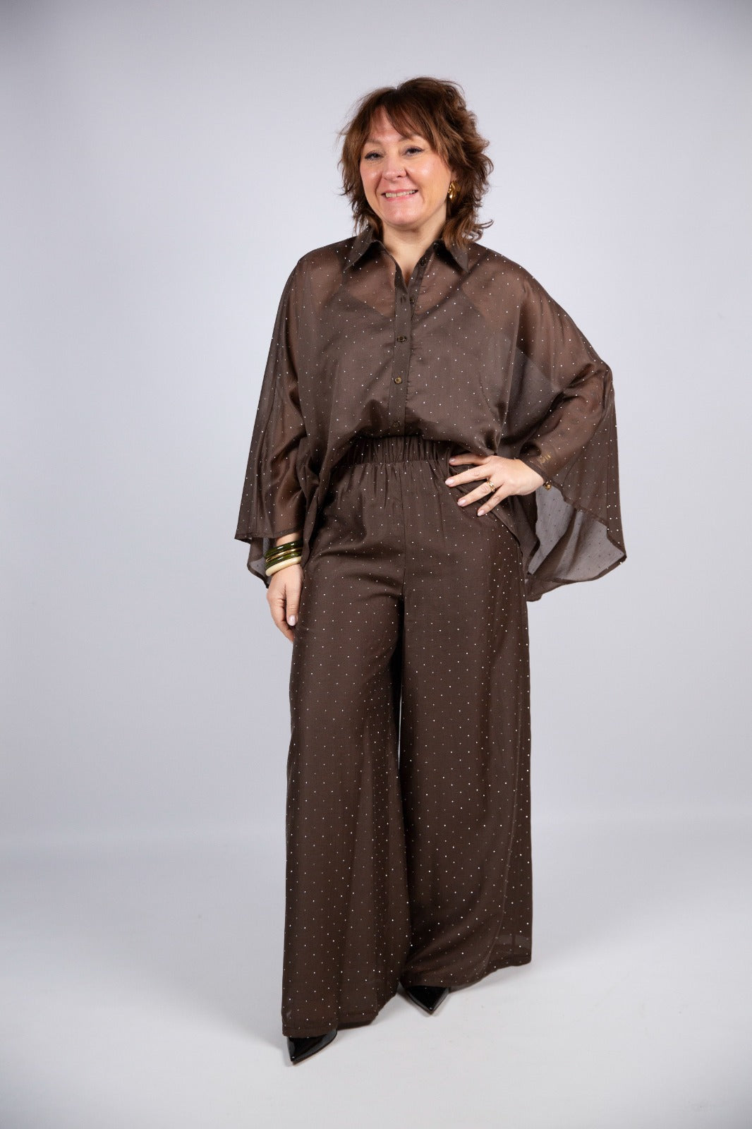 Kaos camicia kimono in voile con punti luce