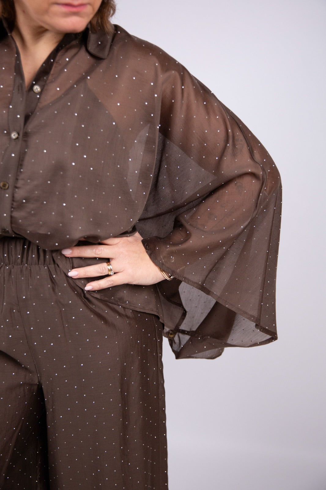 Kaos camicia kimono in voile con punti luce