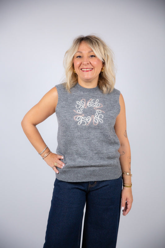 Motel diffusione moda gilet grigio intarsio