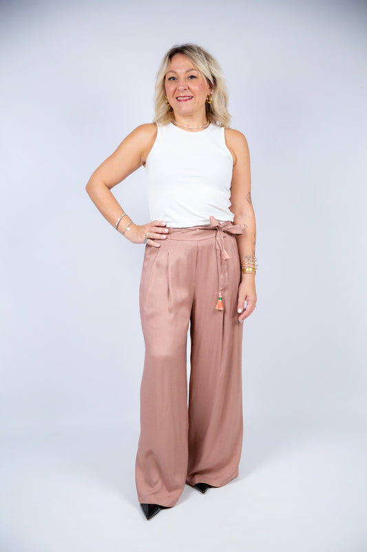 Wu side pantalone fusciacca rosa