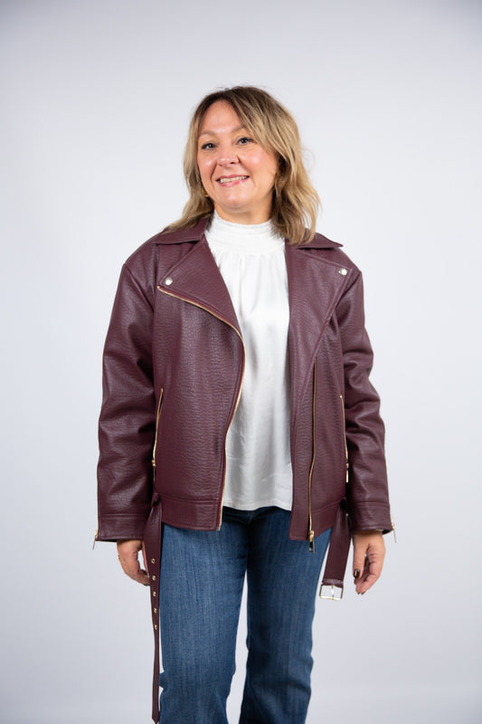 King Kong Chiodo burgundy similpelle