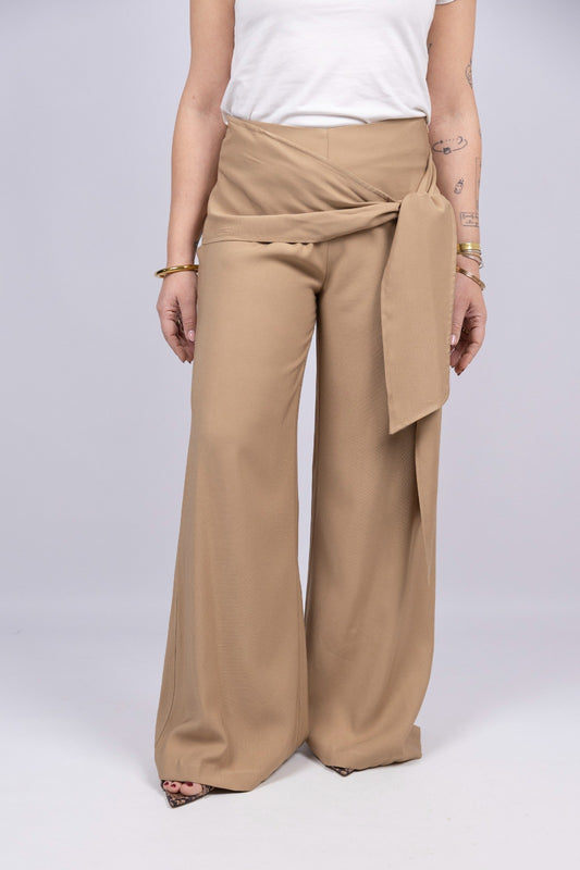 Atelier 55 pantalone palazzo con fusciacca in vita