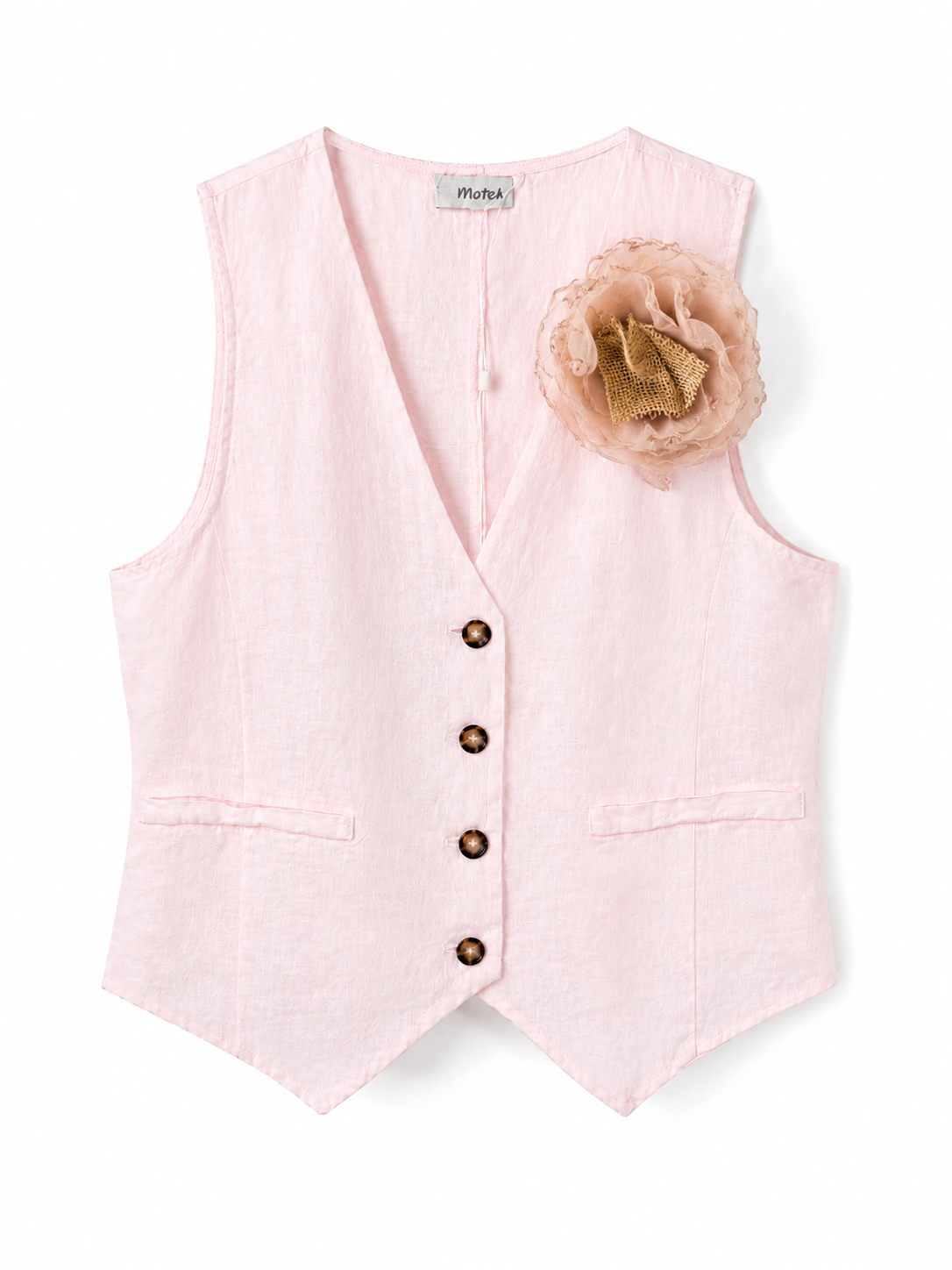 Motel gilet in lino 100% Lino tinto in capo