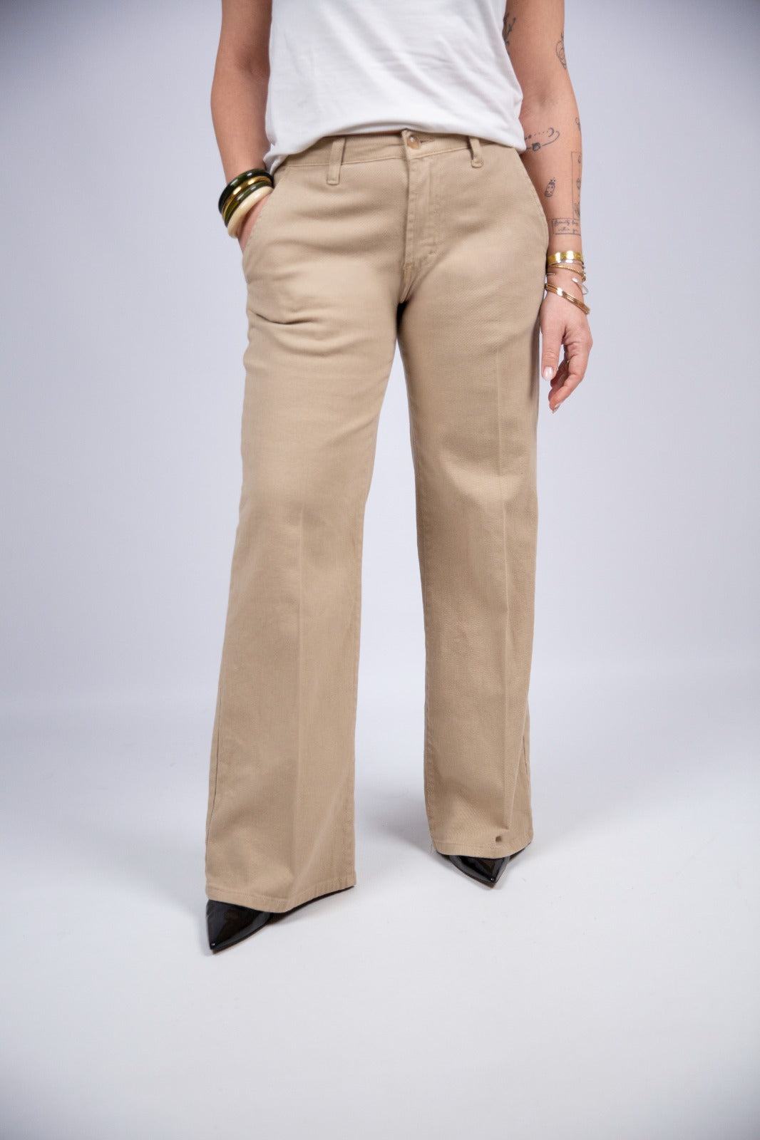 Arita pantalone flare in denim beige