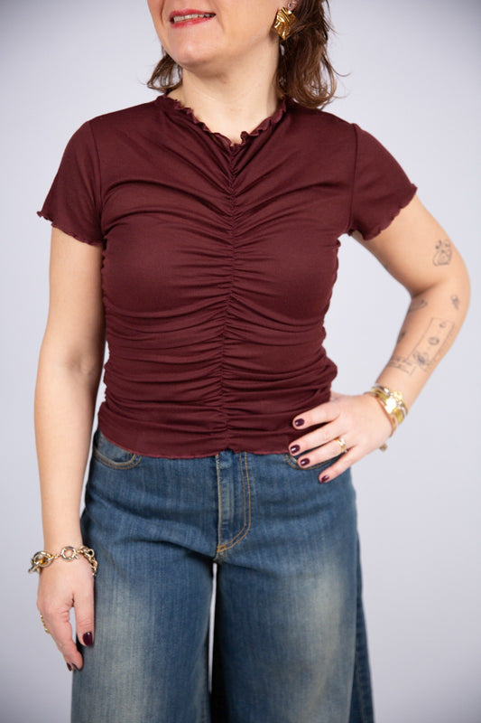 Wild pony t-shirt arricciata bordeaux