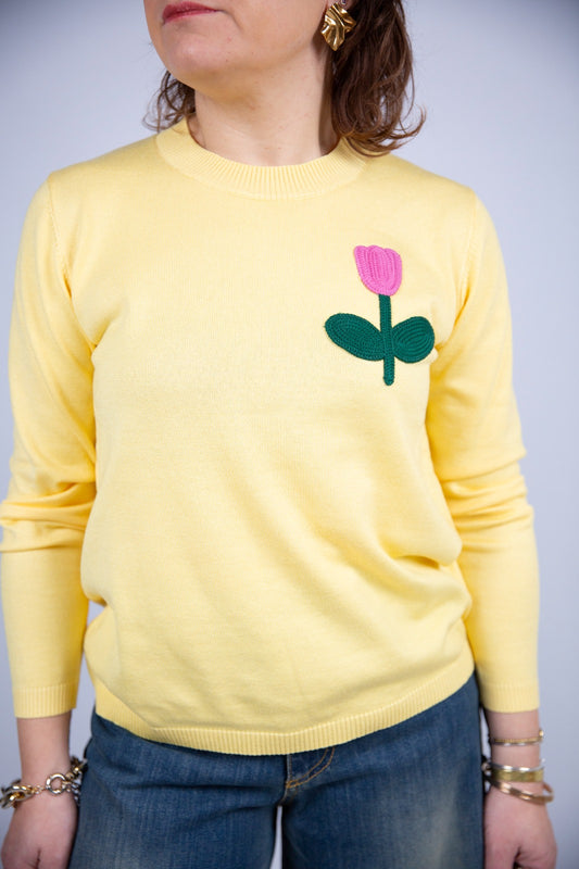 Compania fantastica maglia con applicazione tulipano