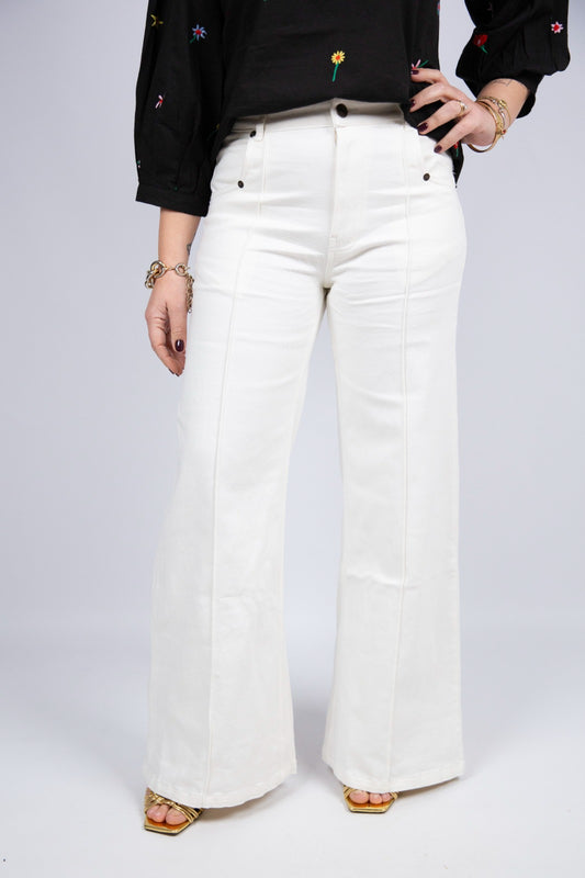 Wild pony jeans modello pantaloni bianco vita media