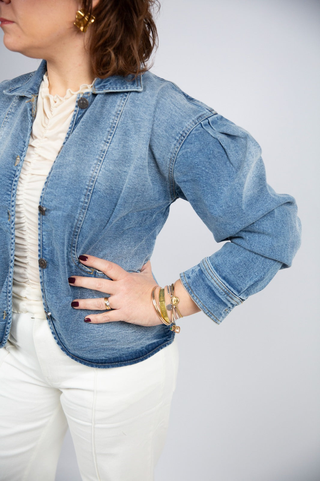 Compania fantastica giubbino giacca in jeans modello sciancrato